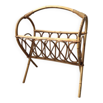Vintage rattan magazine rack