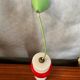 Old Opaline Pendant Light White & Red 70s Vintage