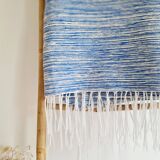 Plaid marocain artisanat rayures blanches et bleues