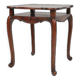 Elegant antique French card table in wood with 2 drawers, ca. 1900