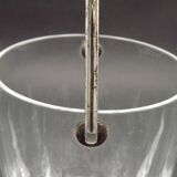 Vintage French heavy cut glass ice bucket with silver metal carry handle 4504.