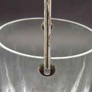 Vintage French heavy cut glass ice bucket with silver metal carry handle 4504.