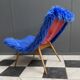 Chaise emblématique Miroslav Navratil tissu moelleux bleu pour Český Nábytek années 1960