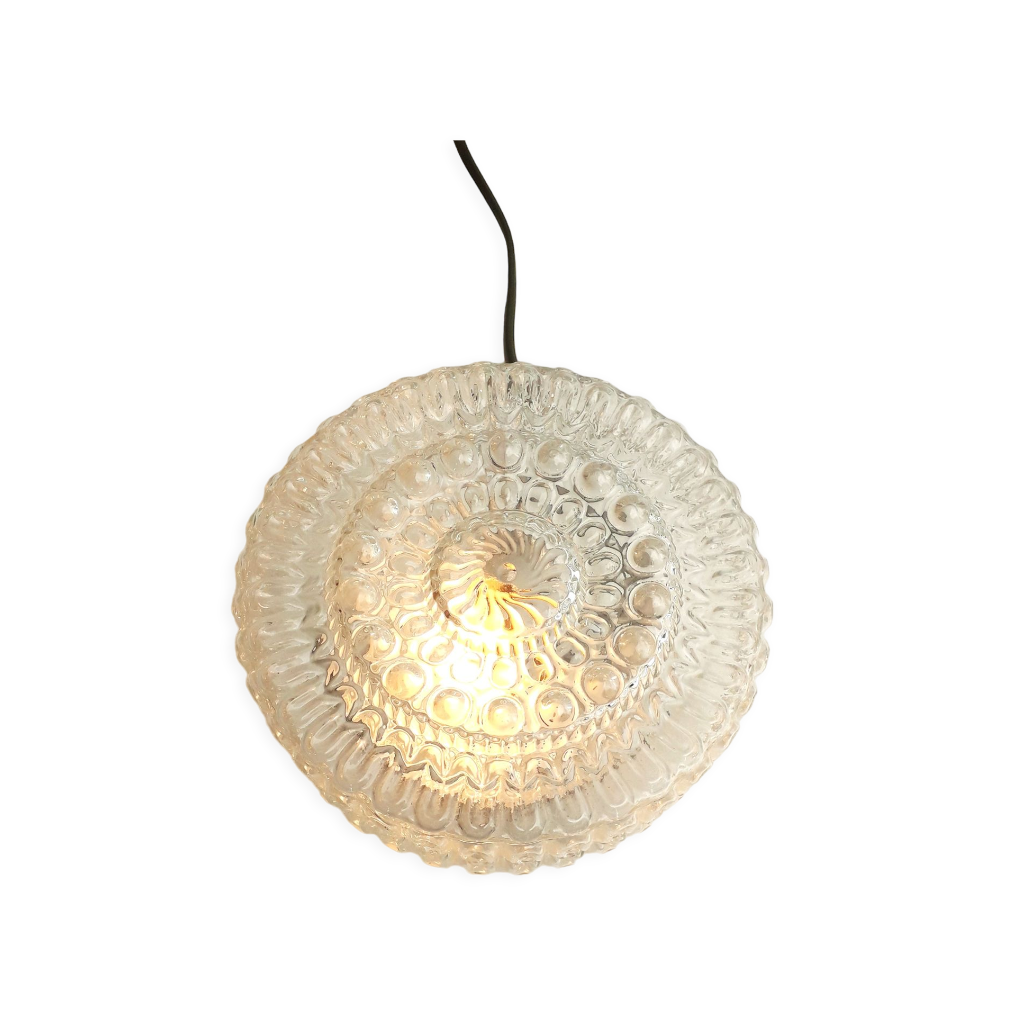 Vintage ceiling lamp / wall lamp - Molded glass - Round shape - 1970