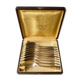 10 small spoons in silver metal Art Deco with original box