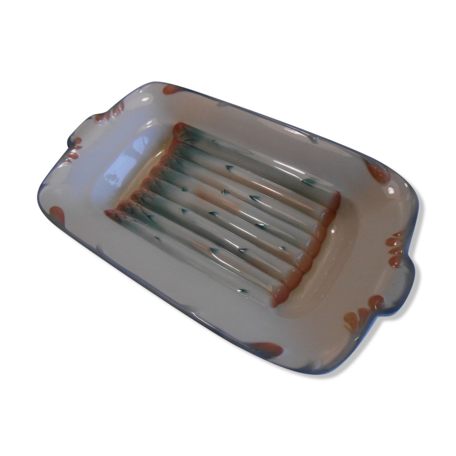 Dish asparagus Digoin Sarreguemines 1950s
