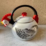 Kettle sheet metal enamel vintage 80s kamenstein decorations rooster