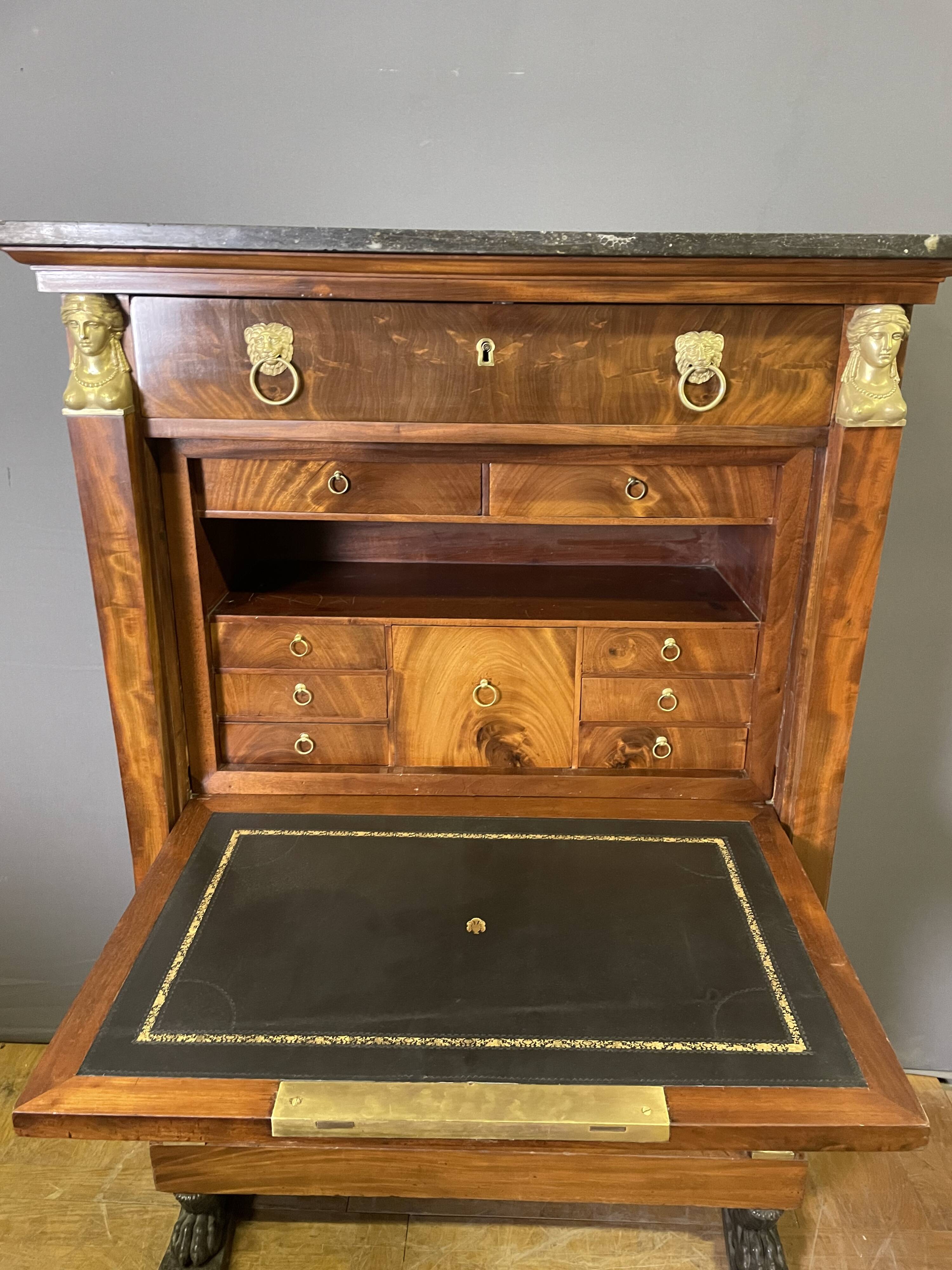 Empire mahogany secretary from the Consulate period.