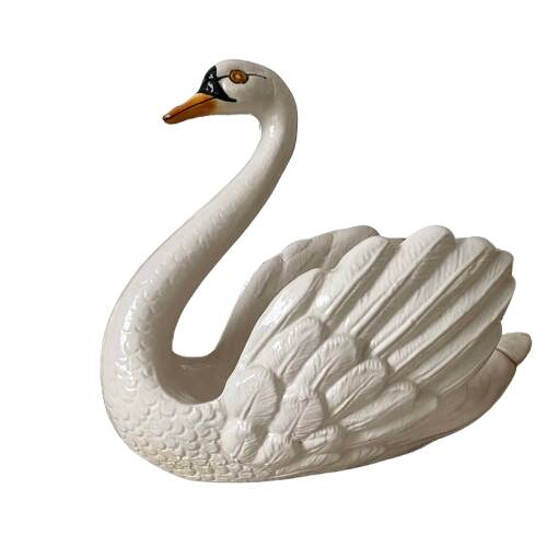 Vintage ceramic grand swan, antique carafe.