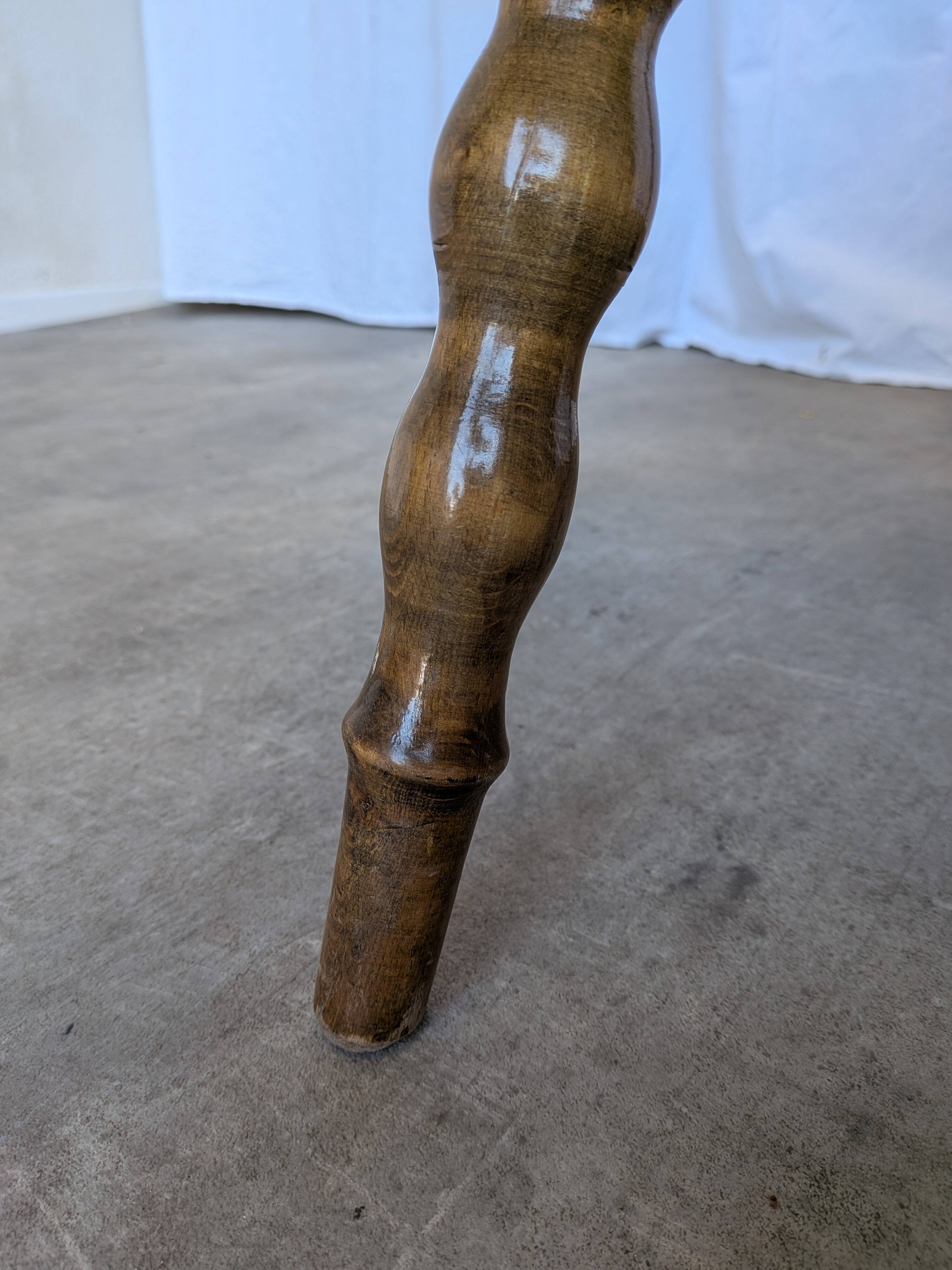 Vintage Tyrolean Heart Cutout Wooden Dining Chair / Bobbin-turned Legs