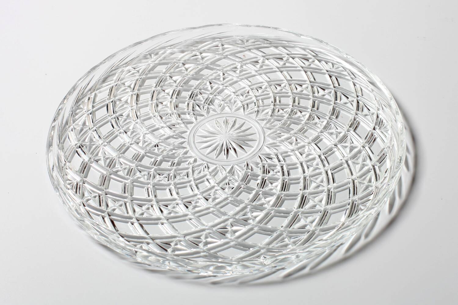 Vintage Pressed Glass Platter: Mid-Century Serving Large Plate, Italy 1970s