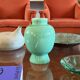 Paul Millet, Art Deco green ceramic vase, Sevres France 1930s