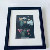 Framed lithograph raspberries