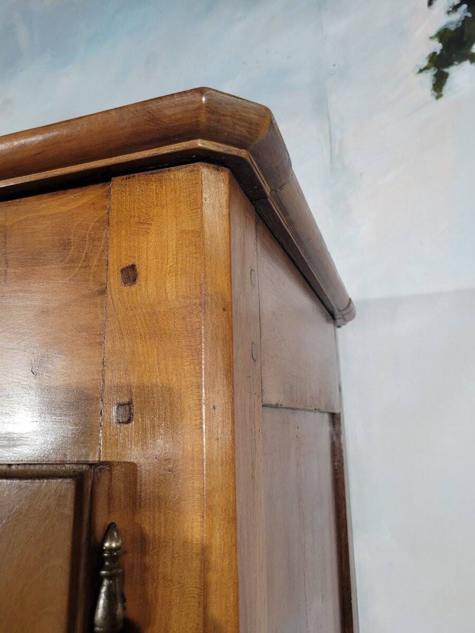 Small Louis XV bedside cabinet in solid cherry wood.