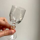 Set of 10 small glasses with feet / crystal liquor engraved 30s