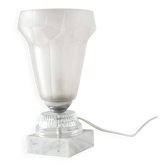 Lampe verrerie art déco base marbre blanc