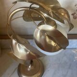 70s gold metal and opaline lamp