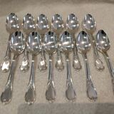 12 silver-plated metal soup spoons, Ercuis Dubarry model.