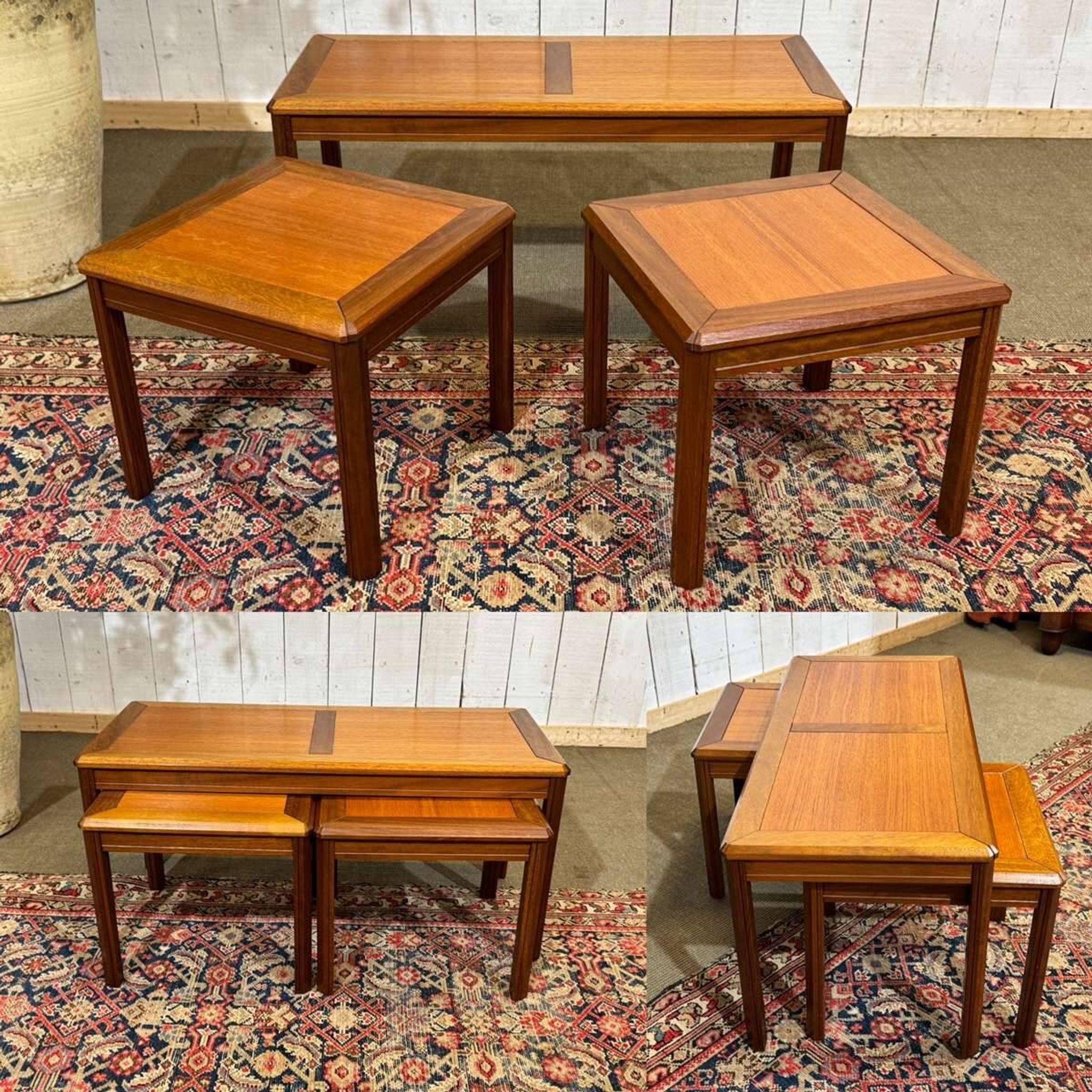 Set of 3 nesting tables in teak from the 1970s.