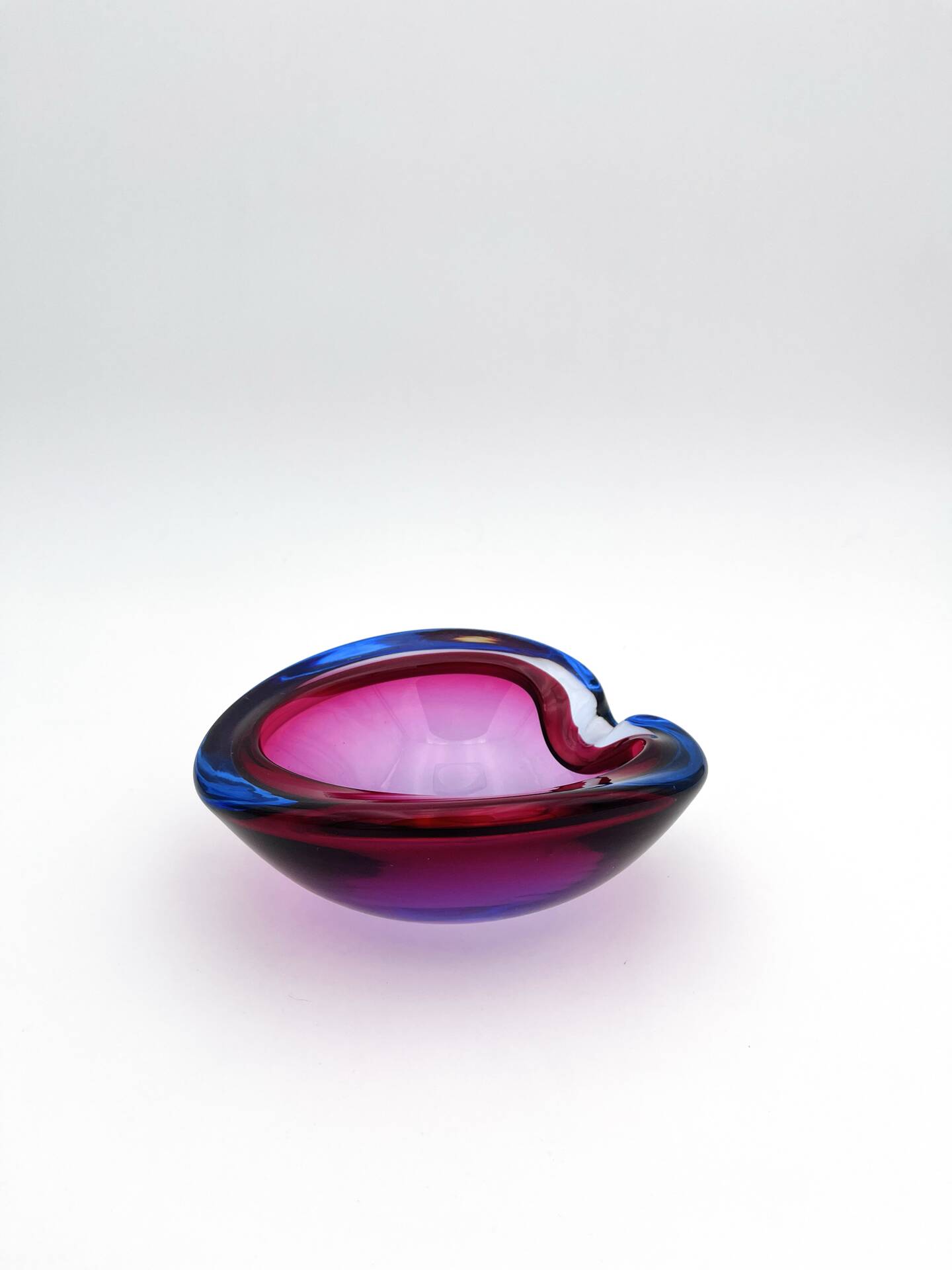 Pocket Glass Murano Flavio Poli Sommerso Fuchsia Blue 17cm