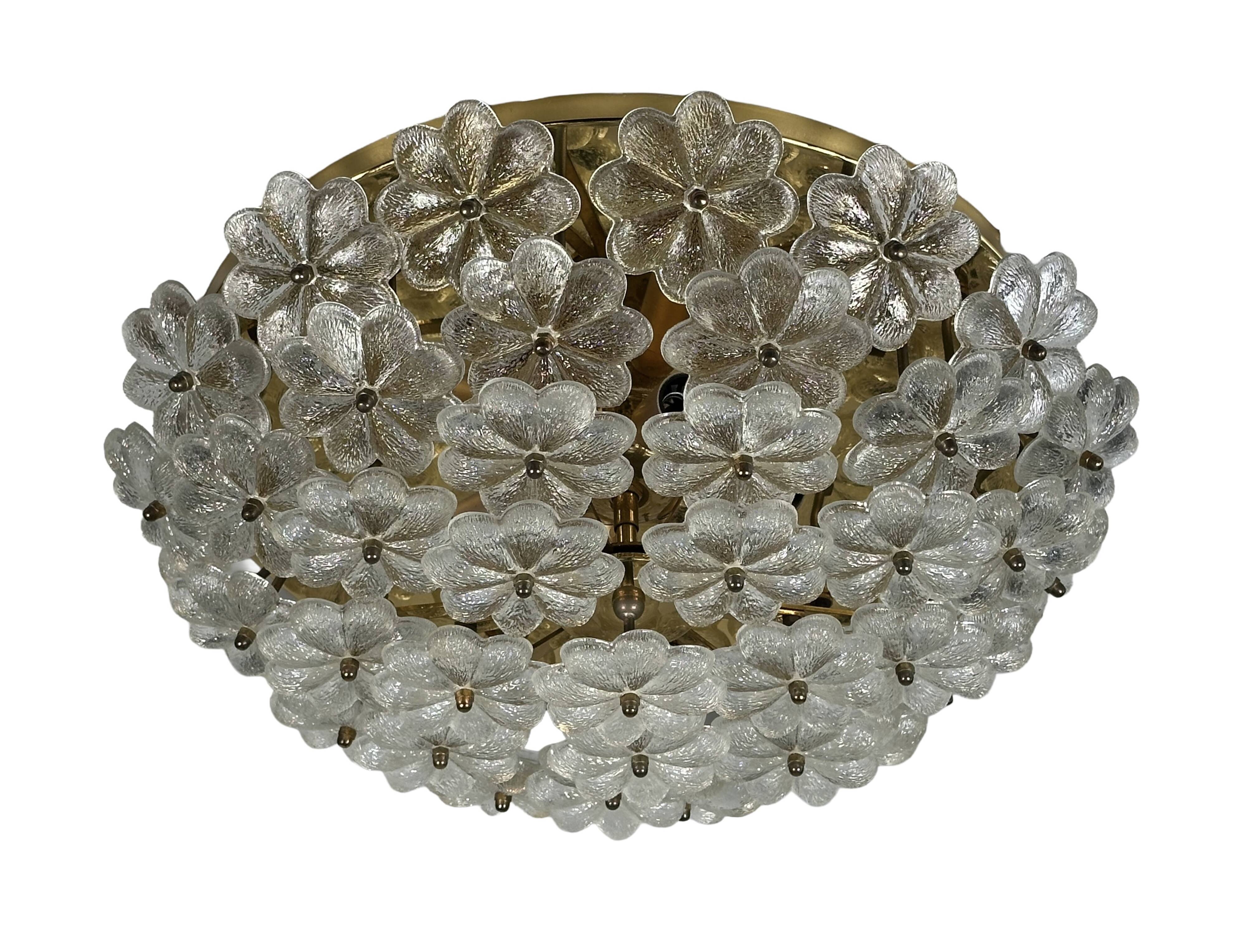 1960s/70s Ceiling Lamp Ernst Palme made of brass and glass, Germany
