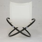 Roger Lecal rocking long chair, Jetstar model, brown lask and canvas, France, 1975