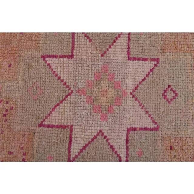 Vintage Turkish Hand-Knotted Wool Cotton Pink Runner Rug 102x300