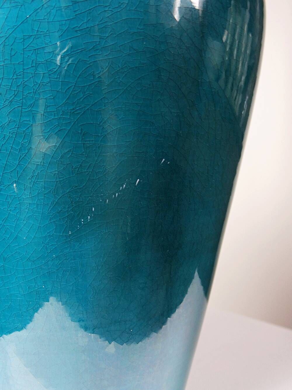 Vintage vase Dinis Portugal in turquoise and cobalt blue ceramic, 1970s.