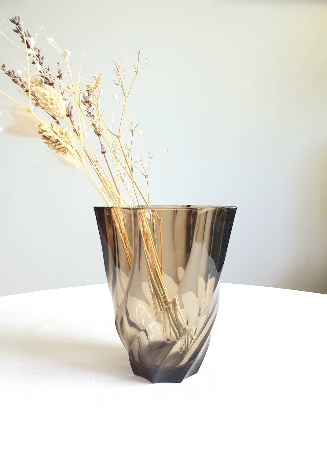 Vintage smoked glass vase
