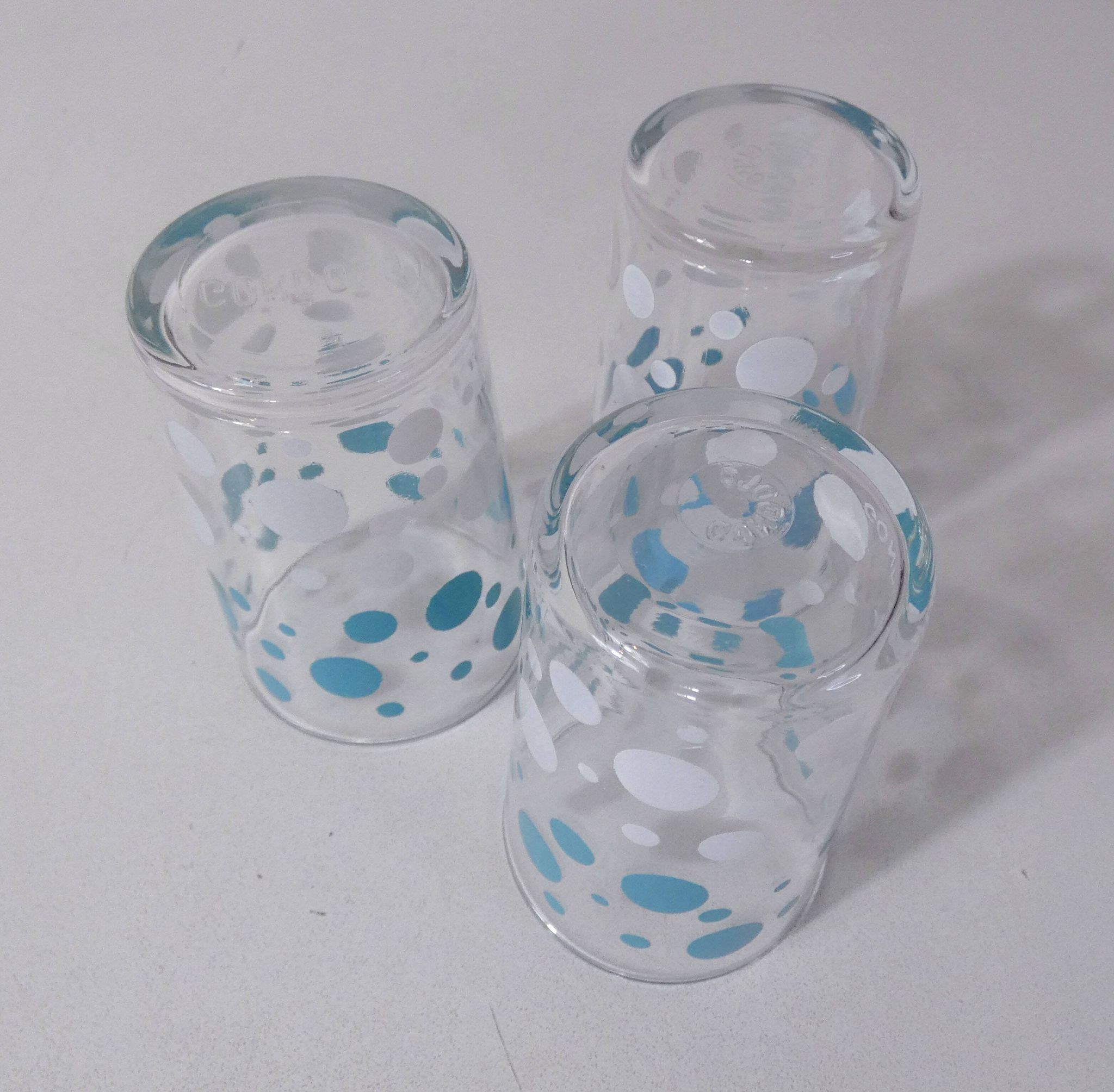 3 verres gondolo sérigraphie Vintage
