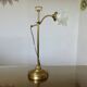 Grande lampe art nouveau en laiton, tulipe en verre dépoli en forme de rose