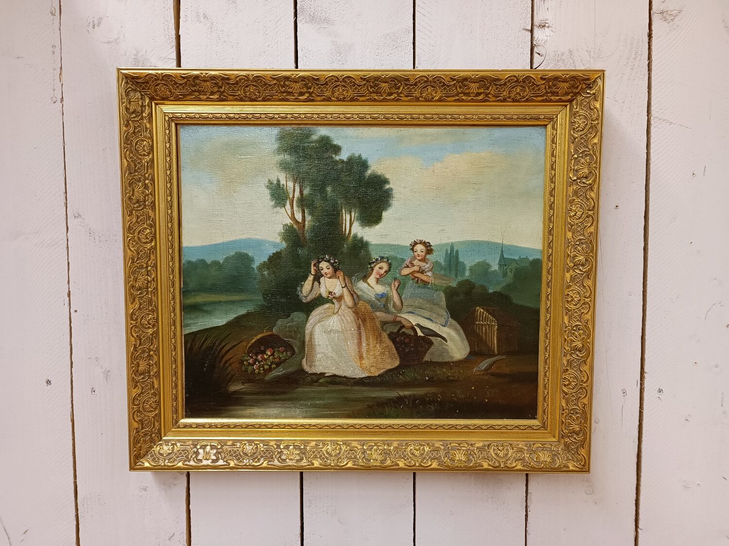 Classic painting: young women with apples