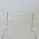 Magazine rack for Roche Bobois in plexiglass and chromed metal, 1970