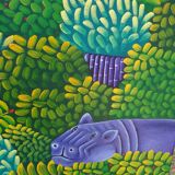 Oil on canvas the jungle signed Cayo Jean Marc title the jungle 1990/2010