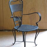 Fauteuil en fer forgé style 1900 laqué noir