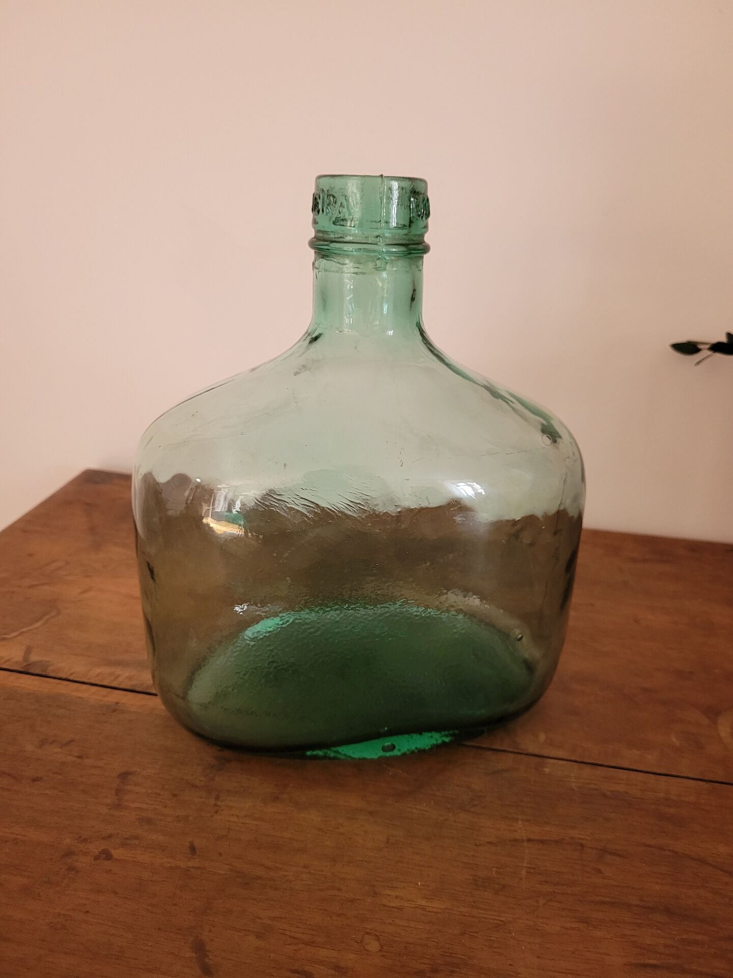 Green oblong glass carafe
