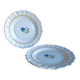 Paire d'assiettes en faïence française antique, probablement de Nevers, 19e siècle, à la main-