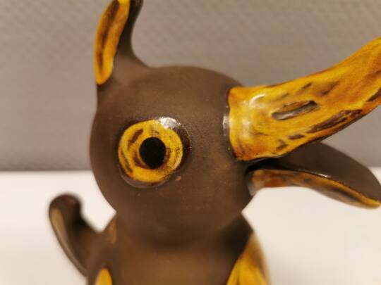 Old ceramic piggy bank. shaped like a duck from hegnetslund denmark