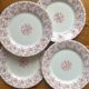 4 flat plates in iron earth Garland of roses, Opaque de Gien