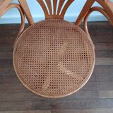 Wood swivel desk and caning