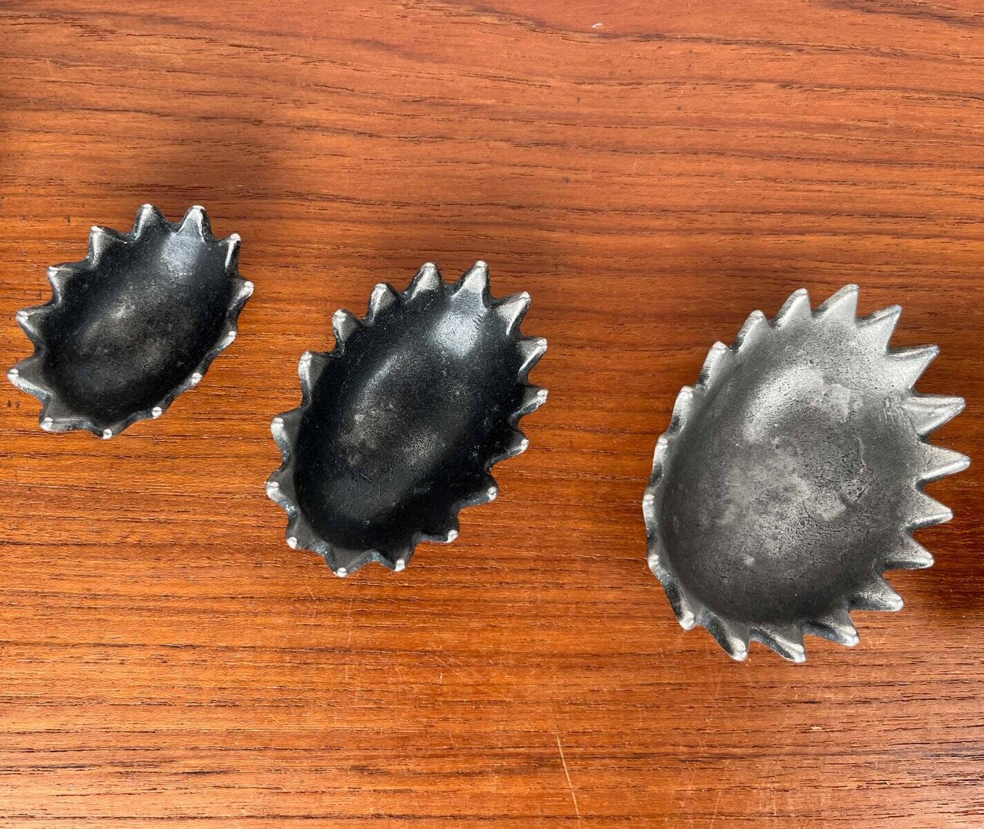 Stackable metal ashtray hedgehog mid-century USSR, 1960s, set of 6