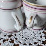 Antique French 2 Heavy Barware Brulot Coffee Cups Demi-Tasse Size From Late 1800s. Espresso Whiteware Kitchenalia. Rustic French Bistroware