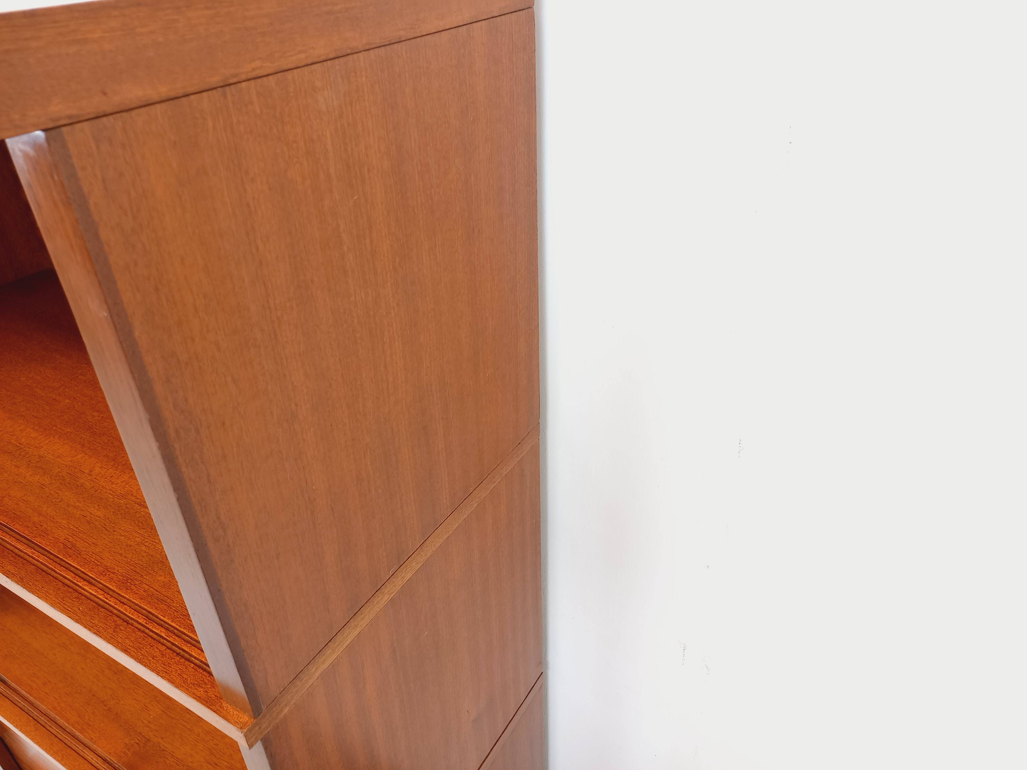 Vintage oak storage bookshelf from the 1960s.
