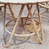 Rattan armchairs and table