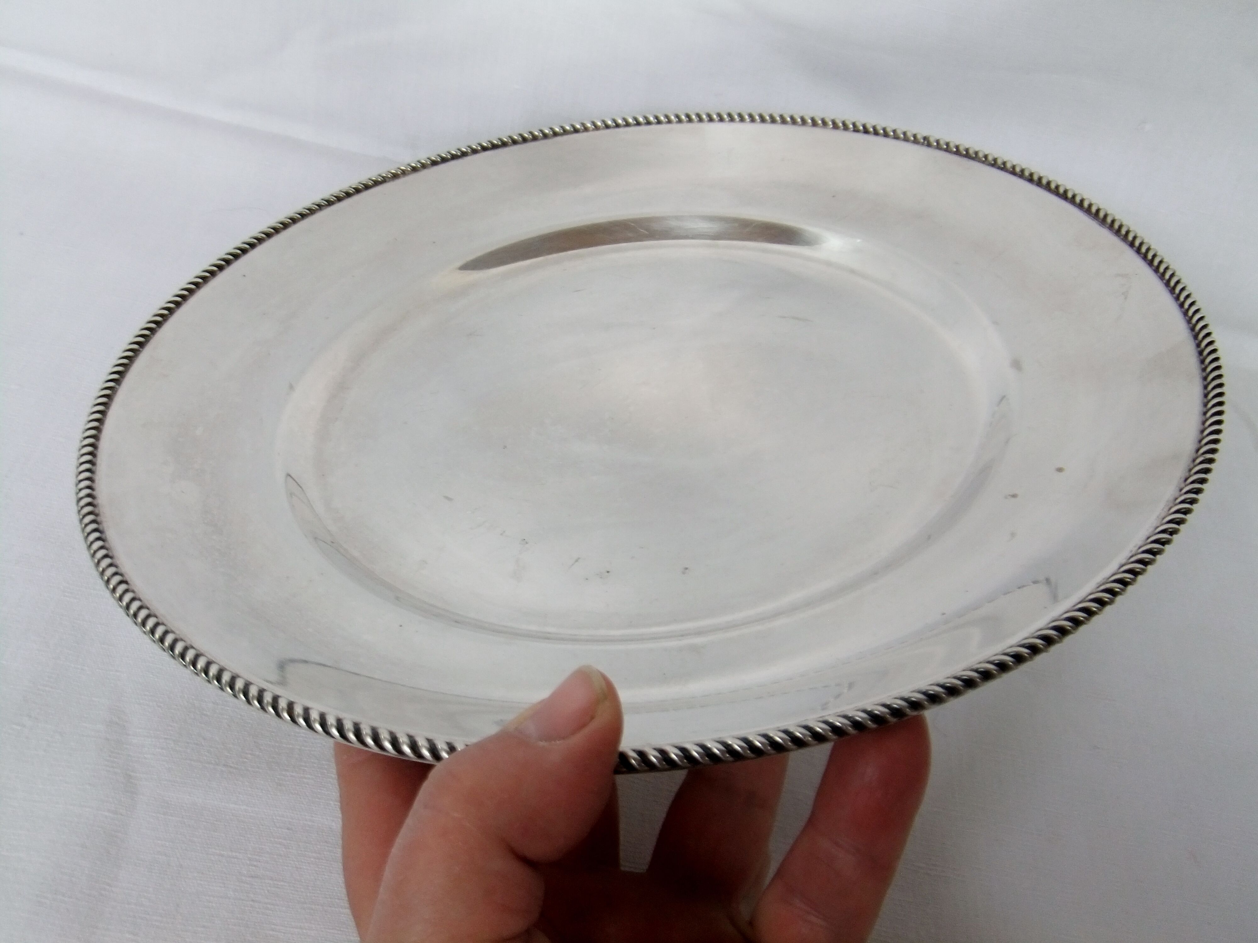 Round table service table tray Silver metal punch WMF