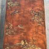 Neoclassical style brass coffee table with lacquered top depicting chinoiserie scenes, attributed to Maison Jansen