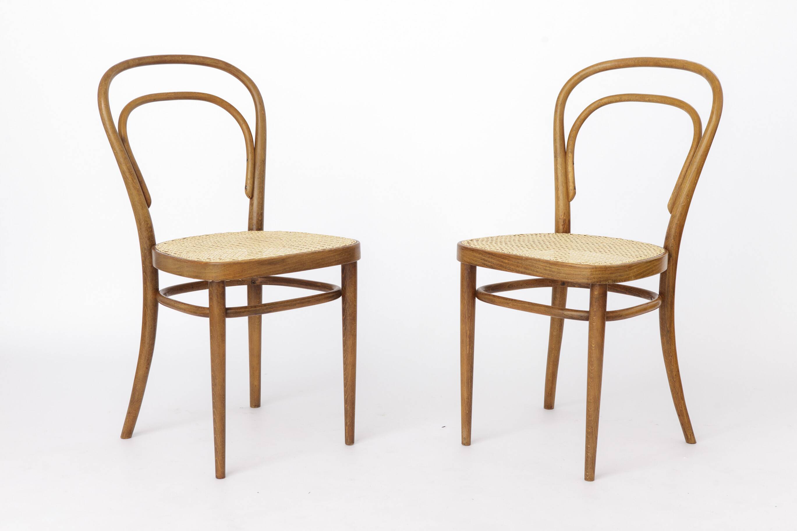 Pair of Vintage Thonet Model 14 Chairs | Radomsko Bentwood Dining Chairs |