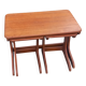 Set of 3 nesting tables in Scandinavian style made of teak from the 1970s.