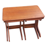 Set of 3 nesting tables in Scandinavian style made of teak from the 1970s.
