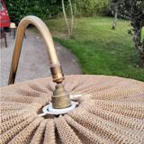 Floor lamp of the 50s in gold metal and tablet